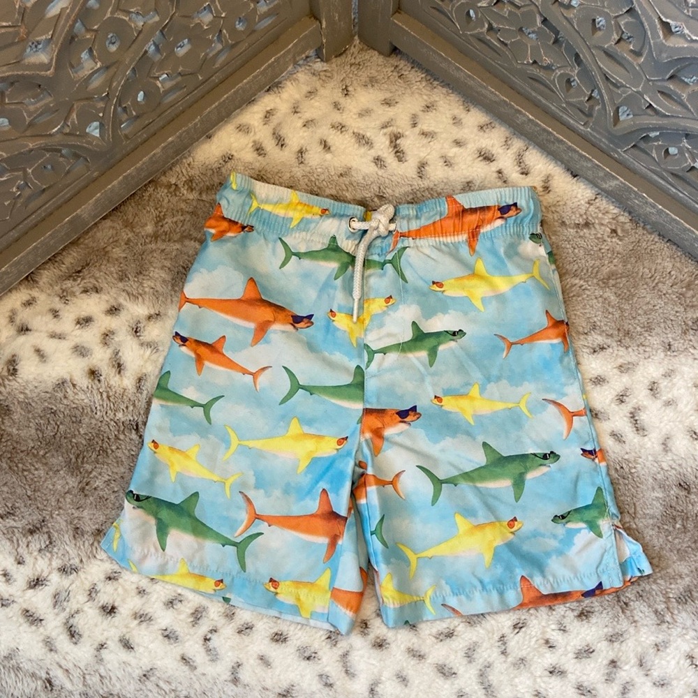 The Children’s Place swim trunks boys 4T shark beach pool party tropical summer